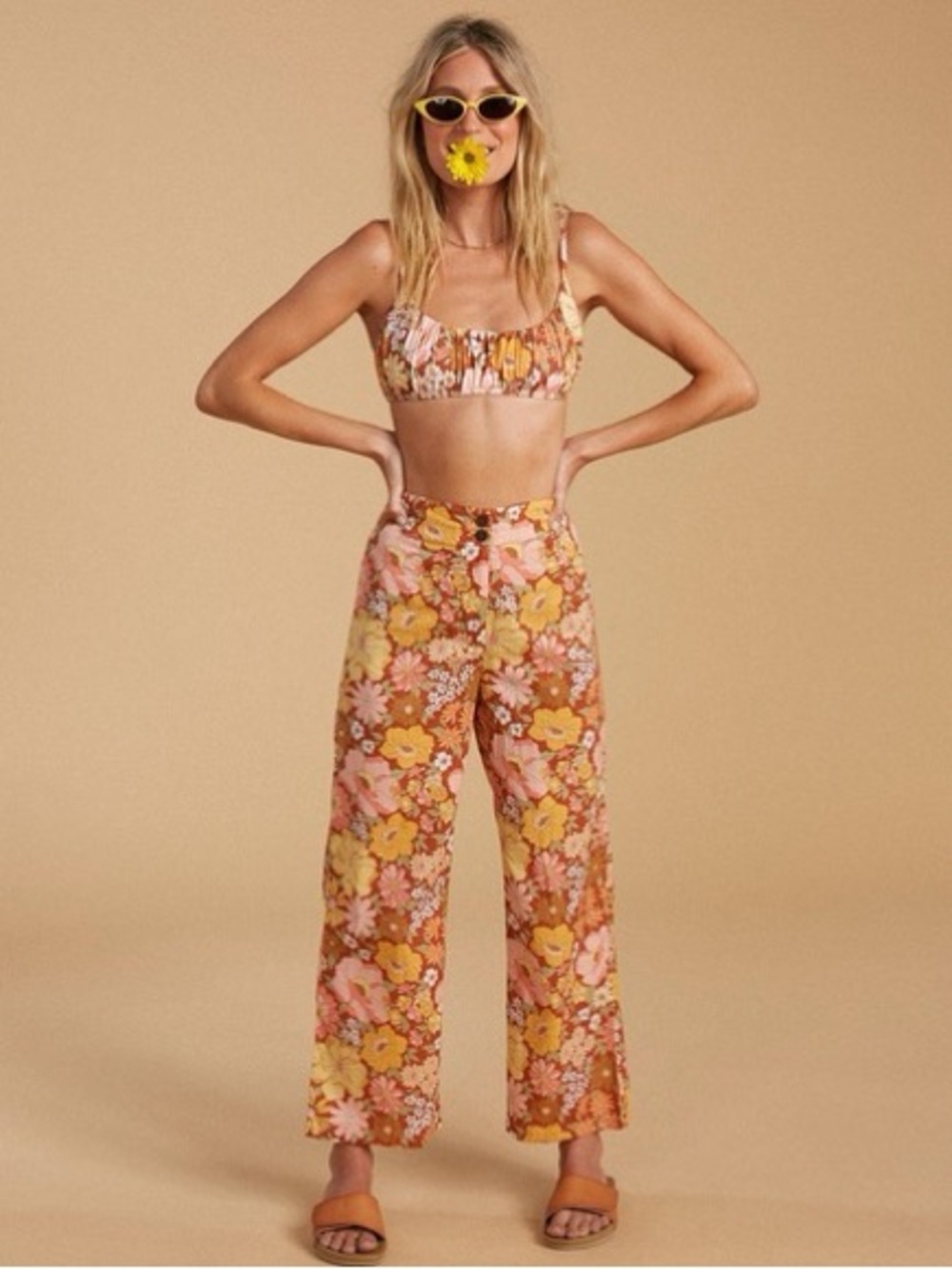 Salty Blonde x Billabong Floral cropped pants